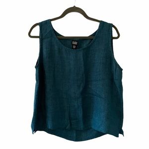 Eileen Fisher 100% Linen Teal Shell Tank Large